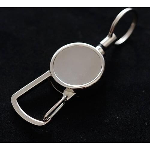 Outdoor Stainless Steel EDC Retractable Key Chain Oval Shape Keychain Clip Ring Mini Outdoor Tools