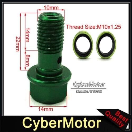 Green M10x1.25 Banjo Bolt Screw For Moped Scooter Pit Dirt Bike ATV Quad Go Kart Motorcycle Hydraulic Brake Oil Cooler