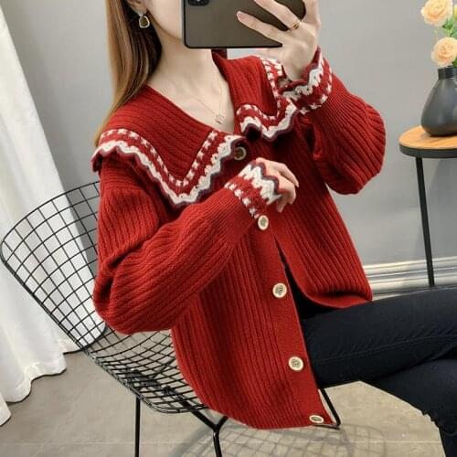2021 Female Autumn Winter Button Long Sleeve Cardigan Women Casual Loose Thick Knitted Sweater Coat Ladies Solid Outerwear Q750