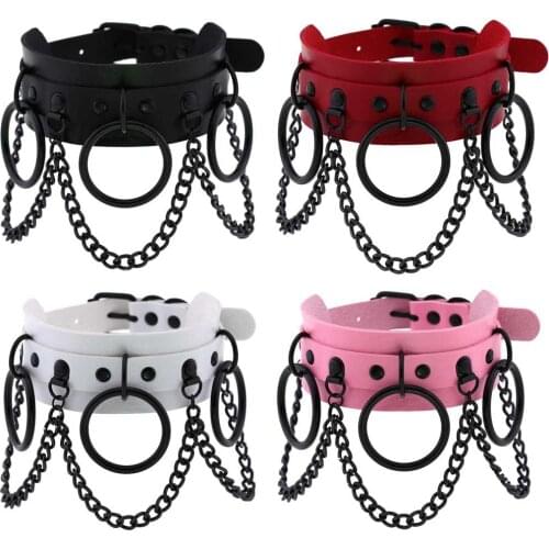 Leather Choker collar for women goth punk choker chain BLACE color harajuku Collar Sexy Vegan chocker bondage festival jewelry