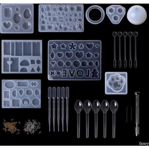 1 Set Epoxy Resin Kit Professional DIY Silicone Mold Diamond Jewelry Making Tools Handmade Pins Molds Drill Cake Bear Claw