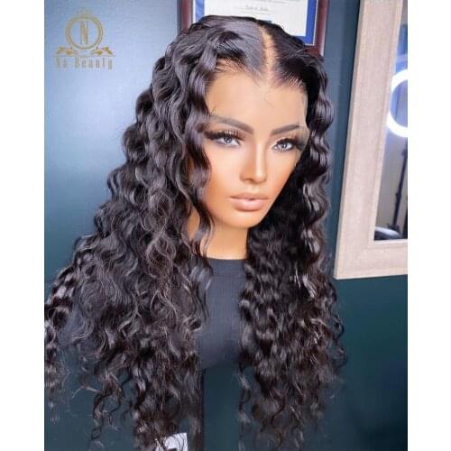 30 inch Lace Front Human Hair Wigs Burgundy Blue Colors Deep Wave Ombre Preplucked HD Lace Frontal Wig For Black Women Na Beauty