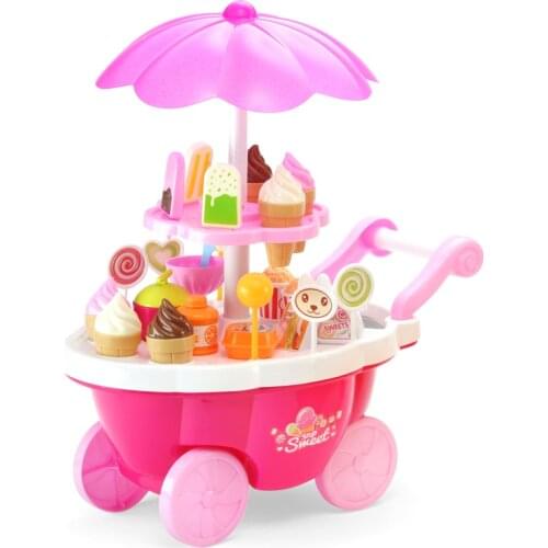 39pcs/set kichen toy simulating small car girl mini candy cart ice supermarket home set children kichen toy for girl kids baby