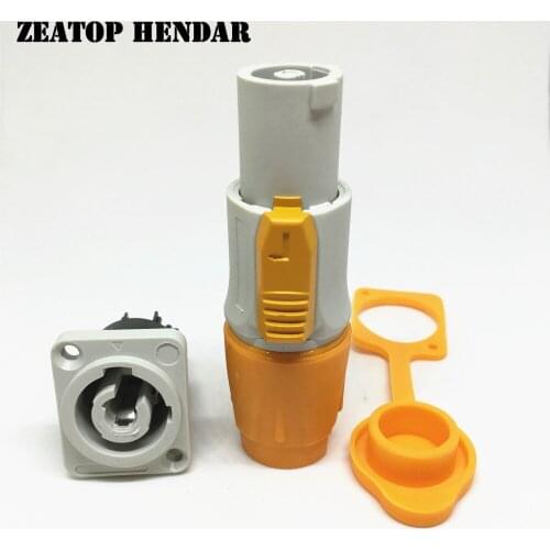 4Sets Waterproof 20A PowerCON Male + Female Power Panel Mount Adapter True Locking Cable Connector IP65