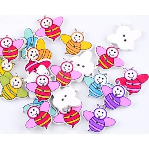 50Pcs New Creative Mixed Bees Wood Apparel Sewing Buttons For Clothes Scrapbooking Decorative Handicraft DIY Accessories