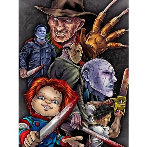 Diy 5d Full Diamond Painted Cartoon Embroidery Square Round Drill Horror Boy Mosaic Furniture Cross Stitch Ornament Hobby Gift