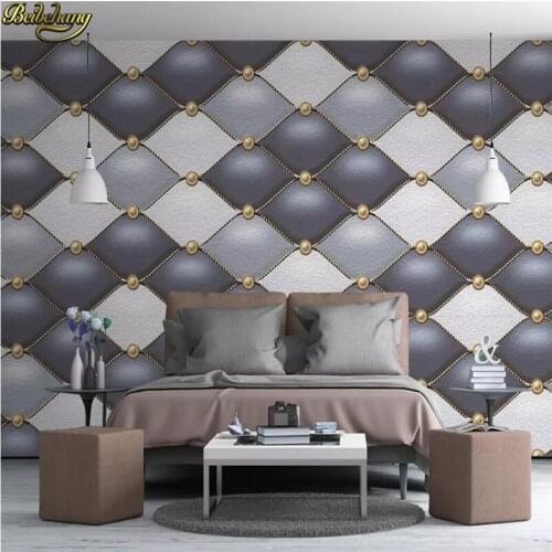 Beibehang Custom wallpaper mural modern minimalist golden geometric diamond mosaic soft pack TV background wall papel de parede