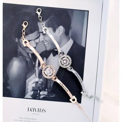 Center Big Round Zircon Full Bling Crystal Clock Shape Adjustable Bracelets & Bangles for Women