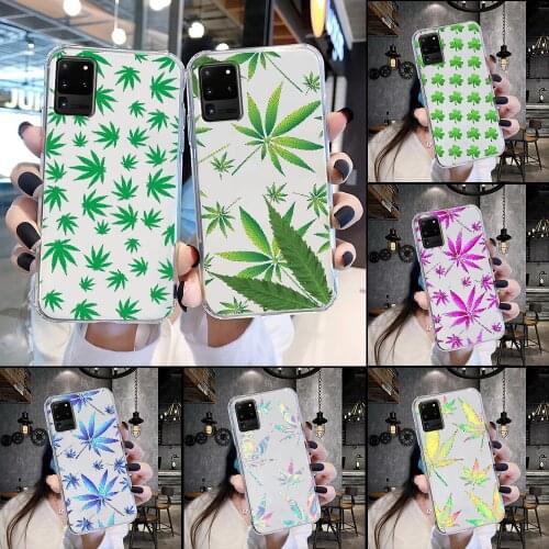 Green leaves Phone Case For Samsung Galaxy Note 4 8 9 10 20 S8 S9 S10 S10E S20 Plus UITRA Ultra transparent silicone Etui pretty