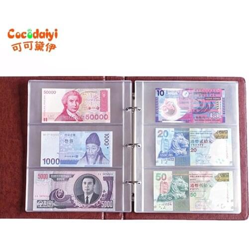 PVC Album Pages 3 Pockets Money Bill Note Currency Holder PVC Collection 180x80mm Albums Folders