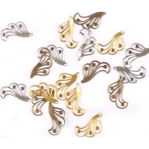 3 Color Flower Filigree Wraps Connectors Metal Crafts For DIY Embellishments Making Handicraft Scrapbook 50Pcs 43x21mm yk0765