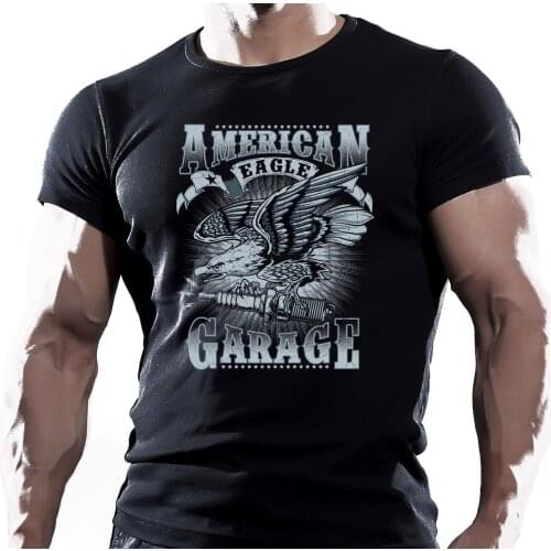 Motorcycle Bike Chopper Rod American Eagle Garage T-Shirt. Summer Cotton O-Neck Short Sleeve Mens T Shirt New S-3XL