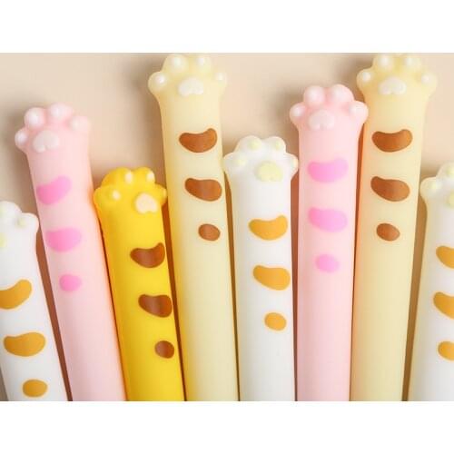 Cute Cat Paw Design Gel Pen Kawaii Stationery Signature Pens Kids Gifts 0.5mm Black Ink Needle School Writing Instrument