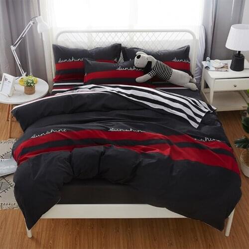 Gray red stripes bedding set Modern business fashion Good quality duvet cover quilt cover bed sheet pillow cases New pattern