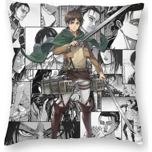Cool Eren Yeager Cushion Cover 3D Print Attack on Titan Anime Throw Pillow Case for Sofa Fashion Pillowcase Home Decorative