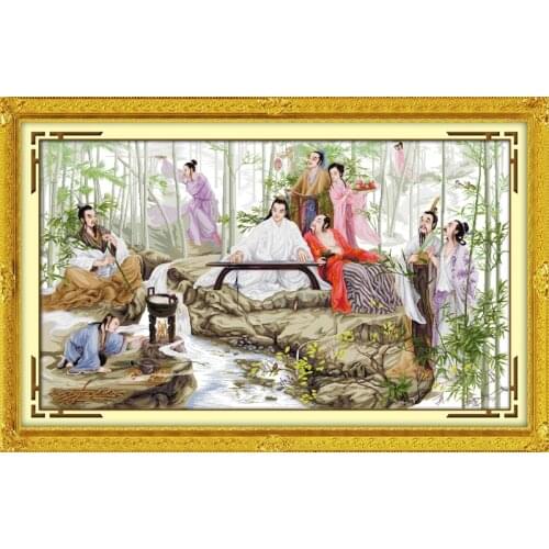 Watching Bamboo cross stitch kit people 18ct 14ct 11ct count print canvas stitches embroidery DIY handmade needlework