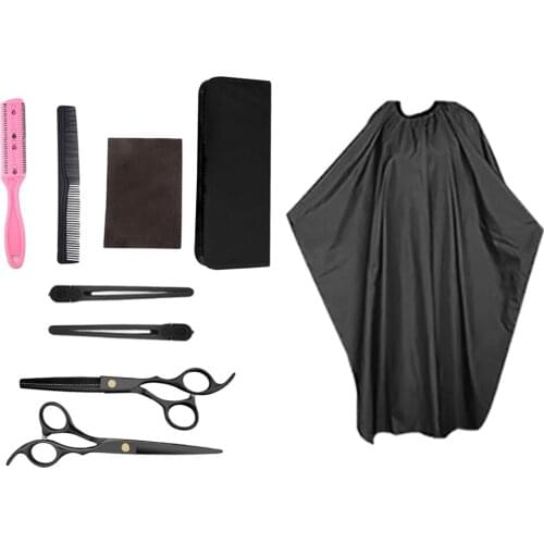 8 Pack Professional Hairdressing Scissors Kit Hair Cutting Scissors Hairbrush Hair Clip Cape Grooming Comb for Barbershop