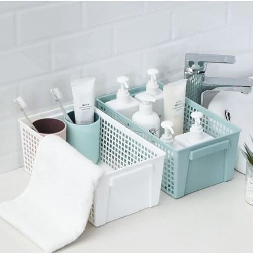 Desktop Plastic Storage Basket Snack Hollow Rectangular Storage Basket Kitchen Living Room Bathroom Sundries Plastic Storage Box