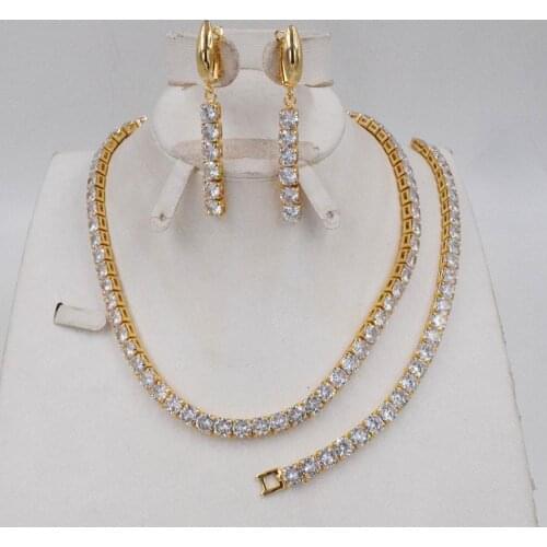NEW DESIGN High Quality Ltaly 750 Gold color Jewelry Set For Women african beads jewelry fashion necklace set earring jewelry