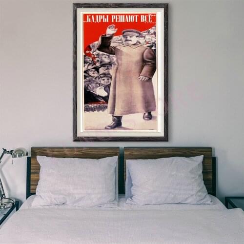 RE156 Retro Russian Style Painting Soviet Union Great Leader Stalin 9 Custom Silk Poster Home Deco Wall Art Christmas Gift
