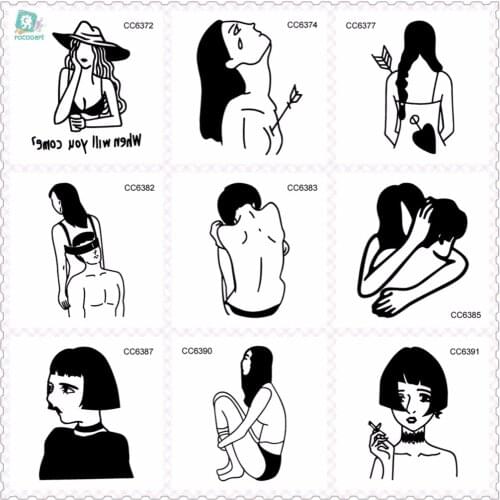 Rocooart Sexy Tattoos Lonely Girls Fake Tattoo For Body Art Taty Sexual Women Tatuagem Female Temporary Tattoo Stickers Tatuajes