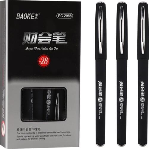 12 Baoke PC2088Gel Pen Black Pen 0.28mm Metal Pen Holder Red Pen Student Use Exam Special Office Blue Box