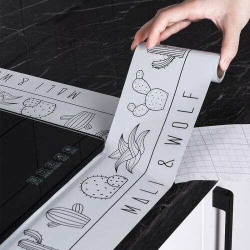 Kitchen oil proof tape cartoon small fresh stove self-adhesive corner gap paste easy to clean and simple to use