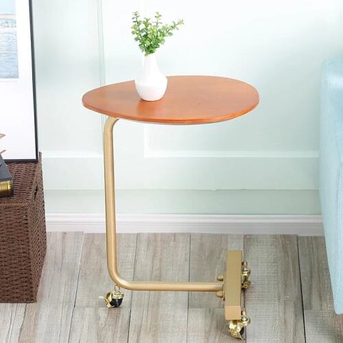 Removable Oval End Table with Wheels for Sofa Bed Corner Side Coffee Table Reading Desk Bedroom Living Room Furniture