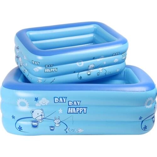 Cute Cartoon Inflatable Baby Children Water Play PVC Bathing Tub Swimming Pool Square Large-capacity Water Survival Equipment