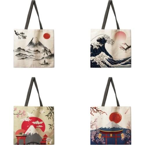 Japan Mount Fuji Ladies Casual Tote Bag Ladies Shoulder Bag Foldable Shopping Bag Outdoor Beach Tote Bag