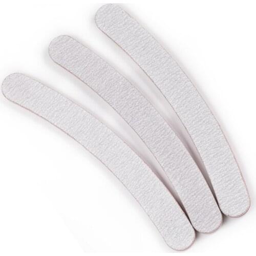 10pcs/lot Moon Shape Trimmer Buffer 100/180 Grey Double-sides Nail Files Sanding Curve Banana Nail Art Tips Manicure Tools