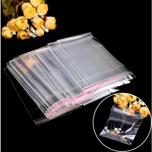 100pcs Clear Cello Self Adhesive Self Sealing Gift Cookie Candy Bags Thick Packing Resealable Jewelry Packaging Cellophane Bag