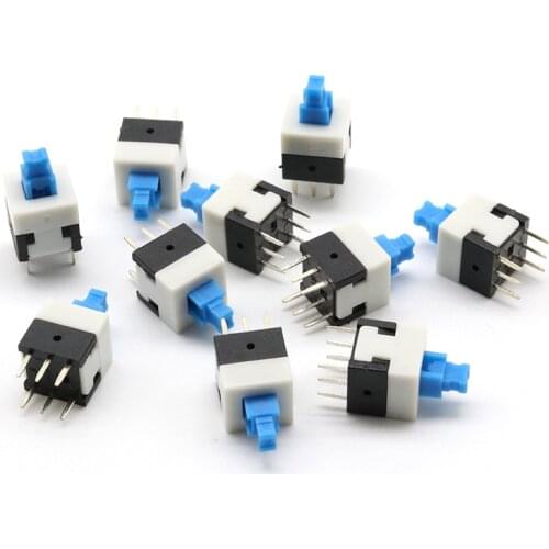 1000pcs 8X8mm Blue Cap Self-locking Type Square Button Switch non self locking/no lock 8*8 mm 100000 Times Service Life
