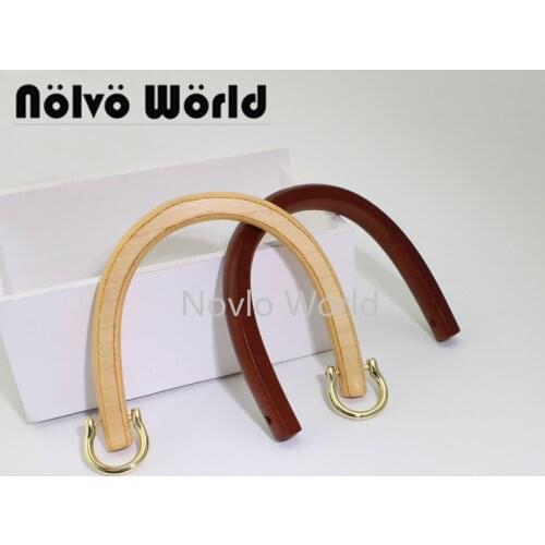 2-10-20 pieces,12X9cm Nature Brown 2 Colors plywood semicircle top handle with detachable buckles for ladies bag purse carrying