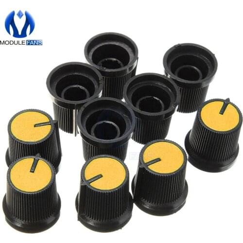 20pcs 0.6cm Knob Orange Face Plastic For Rotary Taper Potentiometer Hole Volume Control Controller Black CAPS For WH148 6mm