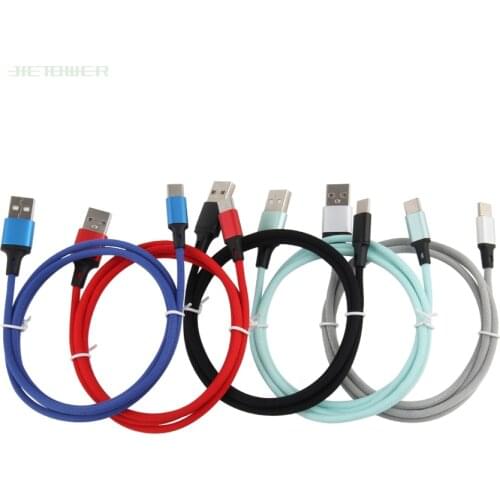300pcs/lot USB CableType C 1m Pure Color Braided Fast Charge Cable for Samsung Galaxy S8 S9 Note8 USBC Long Cell Phone Charger