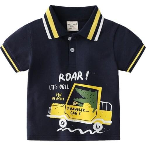 4 Colors Boys Polo T-shirt Cute Cartoon Kids Shirt Cotton Summer Quality Tops Tees Childrens Clothes