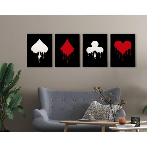 BK Home Playing Cards design 4'lü Canvas table 50x70cm-4 Modern Useful High Quality Reliable Decoration Gift Design simple