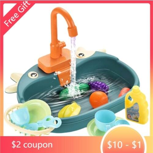 Kids Kitchen Toys Simulation Electric Dishwasher Pretend Play Mini Kitchen Food Educational Summer Toys Role Playing Girls Toys