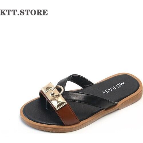 Childrens Sandals for Girls 2021 Summer Girls Flip Flops Beach Shoes Boys Slipper with Rivets In Outdoor Kids Fashion Sandals