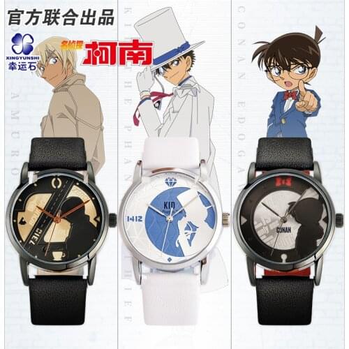 [Detective Conan] Men/women Anime New Trendy Watch Manga Role Rei Shinichi Ran Kid Conan Action figure Cosplay Gift