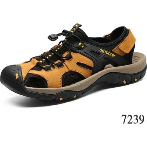 Summer Mens Sandals 2021 Genuine Leather Business Casual Shoes Mens Breathable Outdoor Beach Sandals Roman Water Sneakers