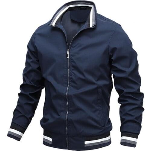 Men Spring Autumn Long Sleeve Zipper Solid Color Outwear Sportwear Jacket Coat Mens Clothing