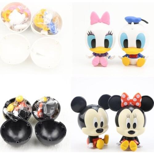 2pcs New Mickey Mouse Donald Duck Assemble Figure Toys Bouncing Surprise Ball Childrens Toy Kids Christmas Birthday Gift
