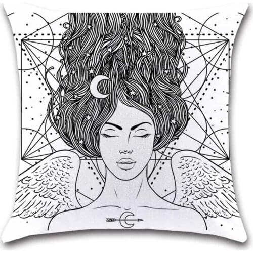 Tarot pattern magic printed white Cushion Cover Decoration Home sofa chair car seat Decor friend kids bedroom gift pillowcase