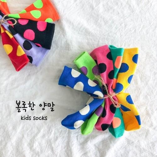 12 Colors Kids Toddler Candy Colors Dots Socks For Boys Girls Contrast color Polka Dot Socks Thicken Children Sock Sox For 1-8Y