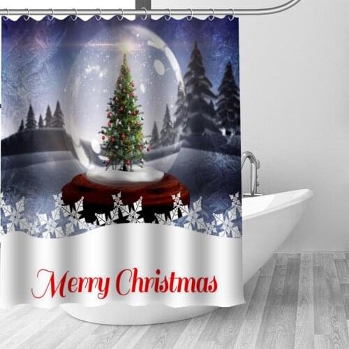 New 2019 Custom Christmas Shower Curtain with Hooks bathroom Waterproof Polyester Fabric DIY Your Shower Curtain