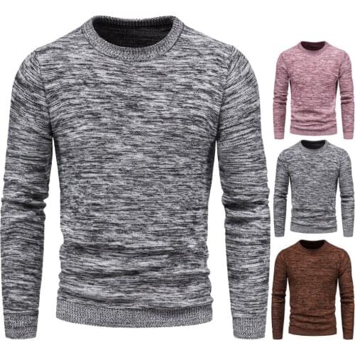 2020 autumn new foreign trade knitted sweater variegated mens sweater bottoming shirt