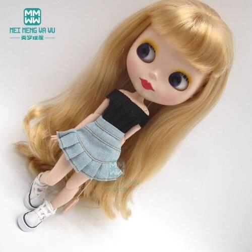 Blthy doll clothes fashion sweater + denim shorts + sneakers for Blyth Azone 1/6 doll accessories