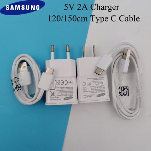 Original Samsung 5V2A Travel Wall EU/US Adapter Charger 120/150CM USB Type C Cable For Samsung Galaxy A31 A51 A71 P8 P9 S10 Plus